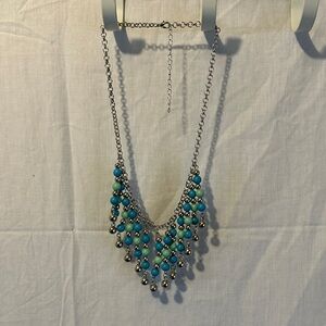 Elegant Silver and Blue Beaded Necklace